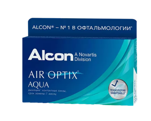 Alcon Air Optix aqua контактные линзы плановой замены, BC=8,6 d=14,2, D(-4.00), стерильно, 3 шт.